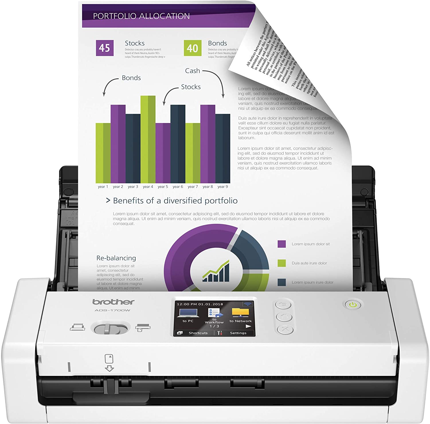 Brother Wireless Document Scanner, ADS-1700W, Fast Scan Speeds, Easy-to-Use, Ideal for Home, Home Office or On-the-Go Professionals (ADS1700W), white Brother Wireless Document Scanner, ADS-1700W, Fast Scan Speeds, Easy-to-Use, Ideal for Home, Home Office or On-the-Go Professionals (ADS1700W), white